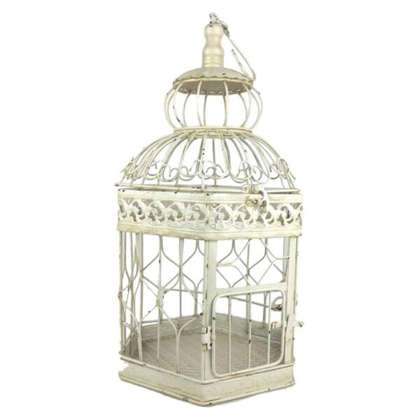 Bird Cage 18 in. Antique White Decorative French Style Bird Cage