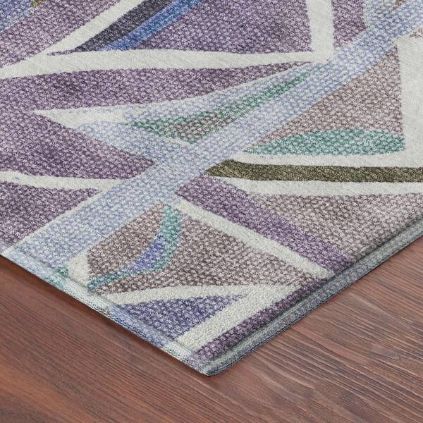 Mayfield Premium Machine Washable Abstract AMF2253 Lavender 5 ft. x 7 ft. 6 in. Area Rug