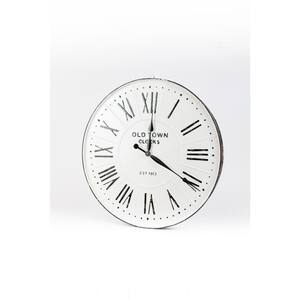 White Enamel Wall Clock with Roman Numerals