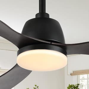 Audie 52 in. 1-Light App/Remote 6-Speed Propeller Integrated Indoor/Outdoor LED Ceiling Fan, Dark Brown Wood Finish