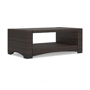 16.63 in. Black Rectangular Metal Outdoor Coffee Table