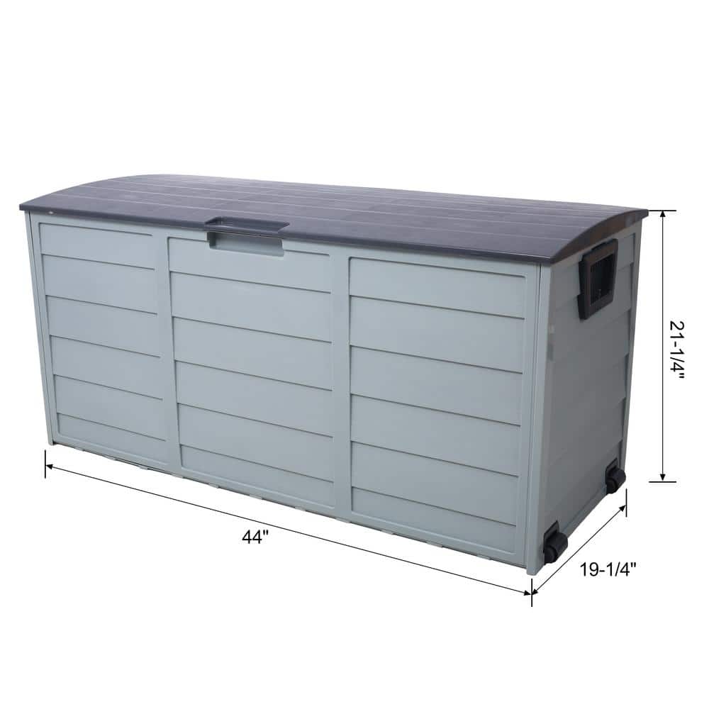 Gray 75 Gallon Plastic Deck Storage Box with Wheels