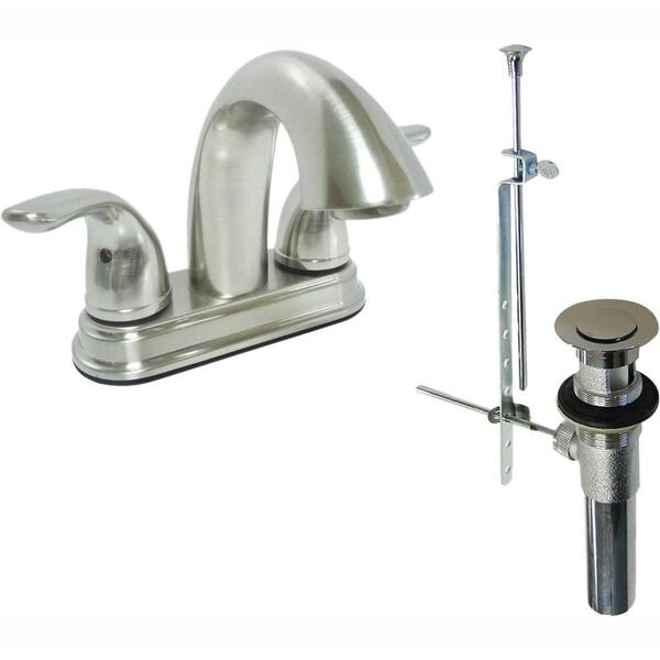 KISSLER & CO Dominion 4 in. Centerset 2-Handle Bathroom Faucet in Brushed Nickel with Pop-Up