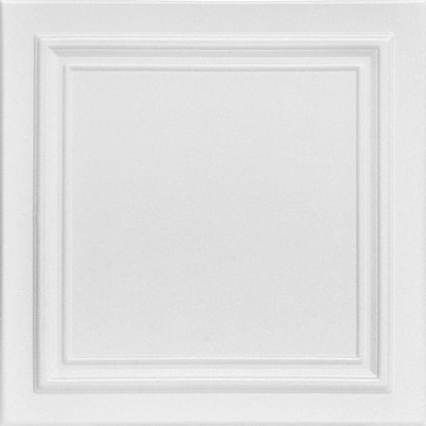 Line Art Plain White 1.6 ft. x 1.6 ft. Glue Up Foam Ceiling Tile (384 sq. ft. / Case)