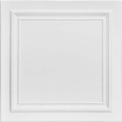 Line Art 1.6 ft. x 1.6 ft. Glue Up Foam Ceiling Tile in Plain White (21.6 sq. ft./case)