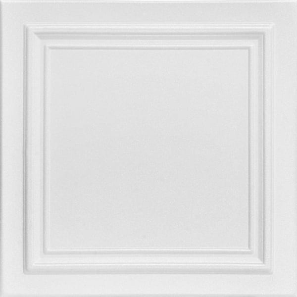 A La Maison Ceilings Line Art 1.6 ft. x 1.6 ft. Glue Up Foam Ceiling Tile in Plain White (21.6 sq. ft./case)