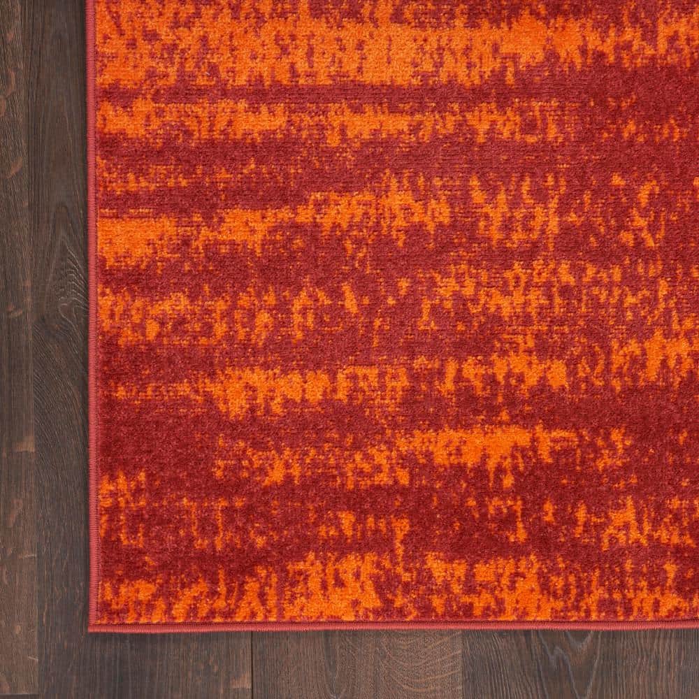 Reversible Abstract Red Synthetic 5' x 7' Easy Care Rug