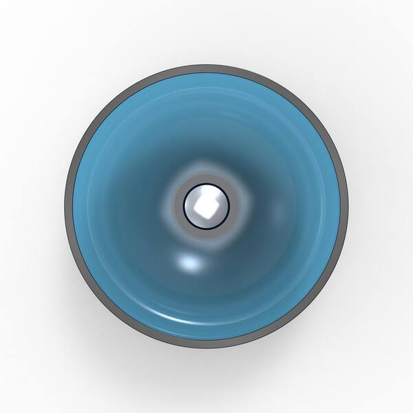 Unbranded - Blue Stone Resin Round Bathroom Vessel Sink with Pop-Up Drain, Modern Above Counter Bathroom Lavatory Vanity Vessel Sink