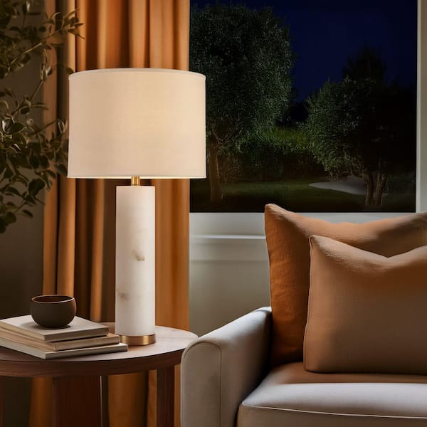 MALIBU LAMP No.EN-016 アイボリー INK+IVY Prague 30 in. White/Gold Transitional Table Lamp MP153