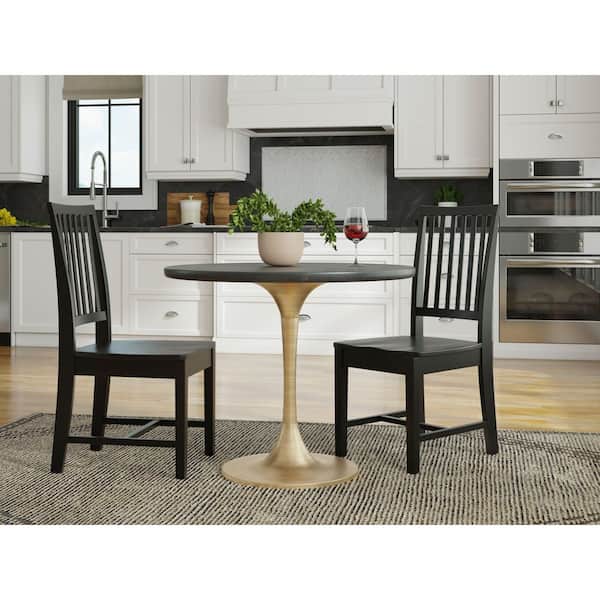 Alden 40 in. Warm Black and Antique Gold Wood Top with Aluminum Base Pedestal Table (Seats 4)