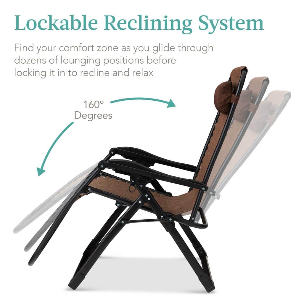 Oversized Woodland Brown Zero Gravity Recliner with Cushion and Tray