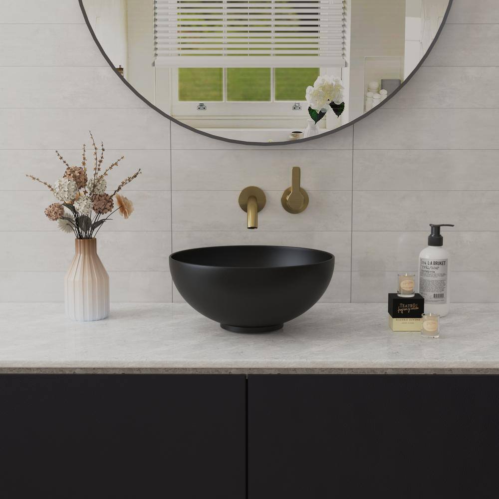 Matte Black Round Ceramic Above-Counter Vessel Sink