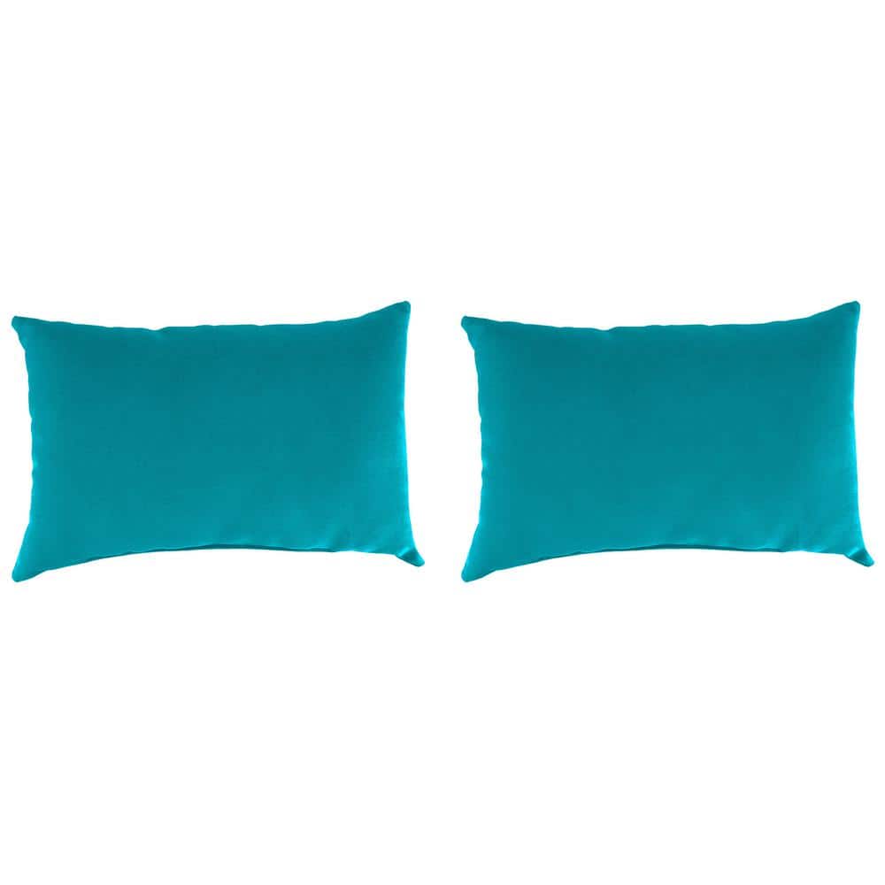 18 in. L x 12 in. W x 4 in. T Outdoor Lumbar Throw Pillow in Davinci Turquoise (2-Pack) price history on PriceWatchPro