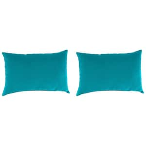 18 in. L x 12 in. W x 4 in. T Outdoor Lumbar Throw Pillow in Davinci Turquoise (2-Pack)