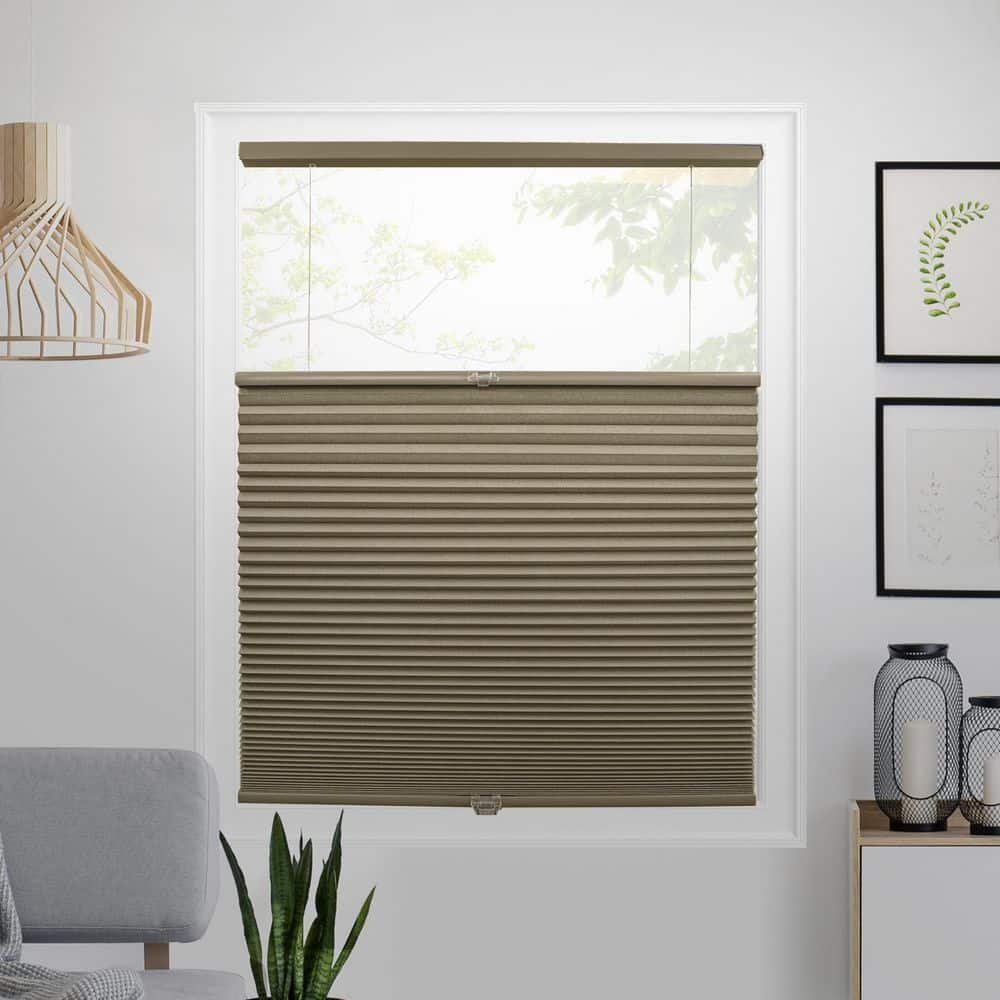 Cut-to-Size Latte Top Down Bottom Up Blackout Polyester Cellular Shade 62 in. W x 64 in. L price history on PriceWatchPro