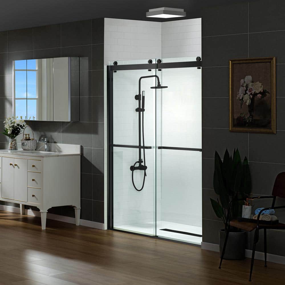 60" x 76" Frameless Sliding Shower Door with Chrome Finish