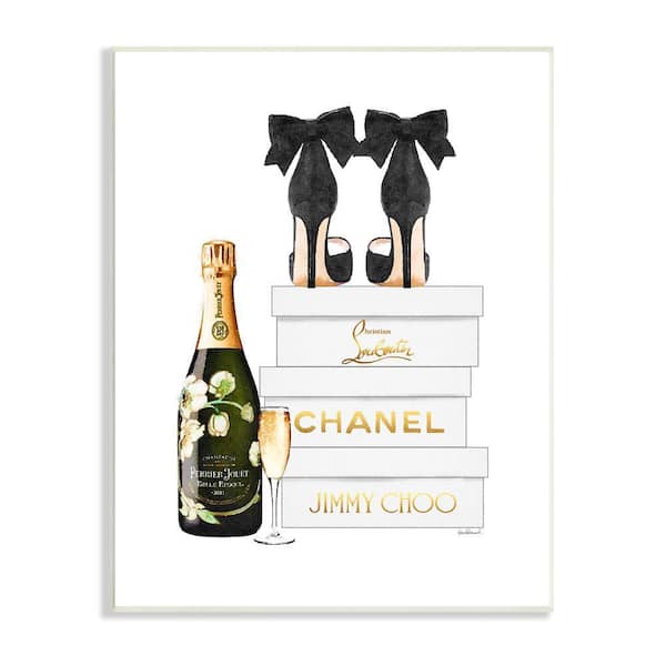 Stupell Industries Champagne Bubbly Black Heels Glam Shoe Boxes By