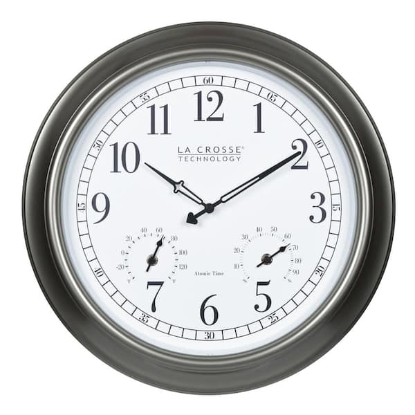 La Crosse Technology 18 in. Indoor Outdoor Atomic Analog Clock with ...