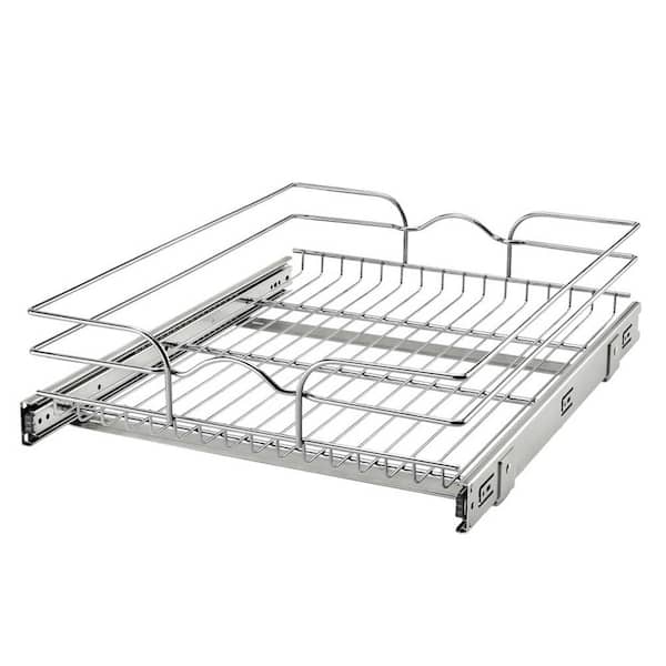 Rev-A-Shelf 18 Inch Width x 22 Inch Depth 2 Tier Kitchen Cabinet Pull-Out  Wire Basket, Chrome, Min. Cabinet Opening: 17-1/2 W x 22-1/8 D x 19-1/8  H 5WB2-1822CR-1