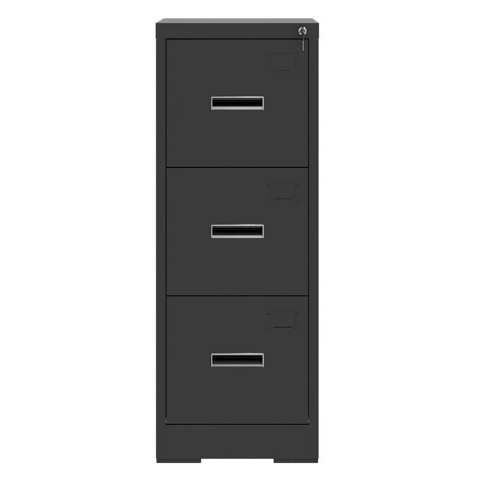 17.7 in. W 3 Drawer Metal File Cabinet with Lock and Card Slot, Black Filing Cabinets, Modern Tool Cases for Home Office price history on PriceWatchPro