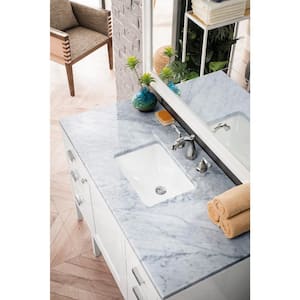 Addison 48 in. W x 23.5 in. D x 35.5 in. H Bath Vanity in Glossy White with Carrara White Marble Top and Basin