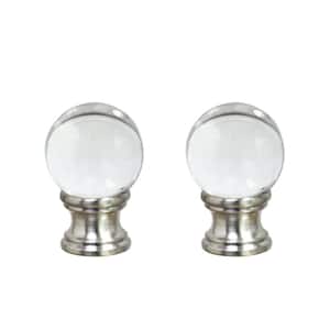 1-1/2 in. Clear Glass Ball Lamp Finial with Nickel (2-Pack)