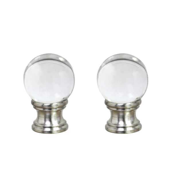 Aspen Creative Corporation 1-1/2 in. Clear Glass Ball Lamp Finial with Nickel (2-Pack)