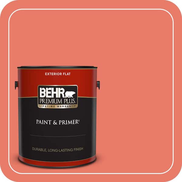 BEHR PREMIUM PLUS 1 gal. #P180-5 Watermelon Slice Flat Exterior Paint & Primer
