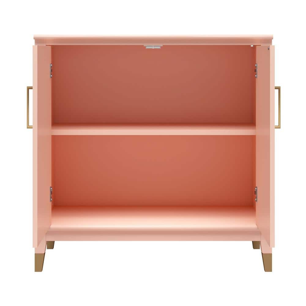 Pale Pink MDF 2-Door Accent Cabinet with Adjustable Shelving