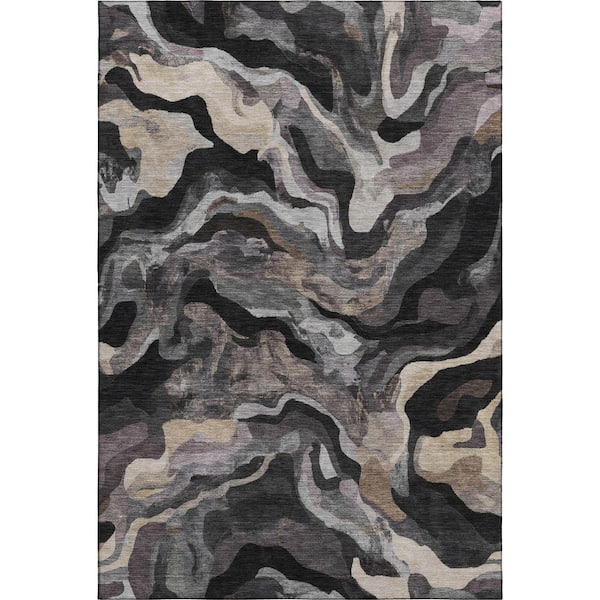Mayfield Premium Machine Washable Abstract AMF2162 Granite 8 ft. x 10 ft. Area Rug