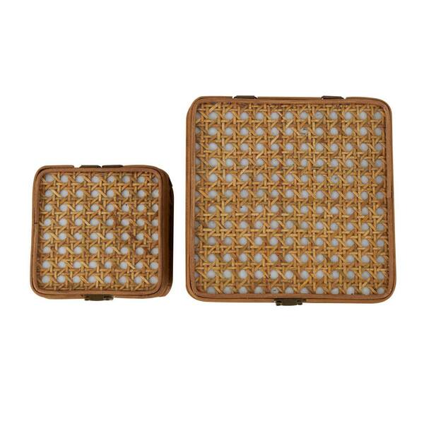 Litton Lane Square Rattan Handmade Woven Rattan Box with Bronze