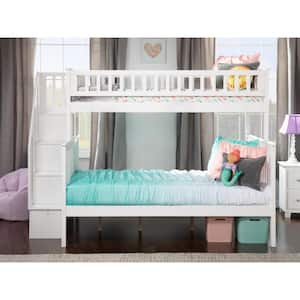 Woodland Staircase Bunk Bed Twin over Full in White