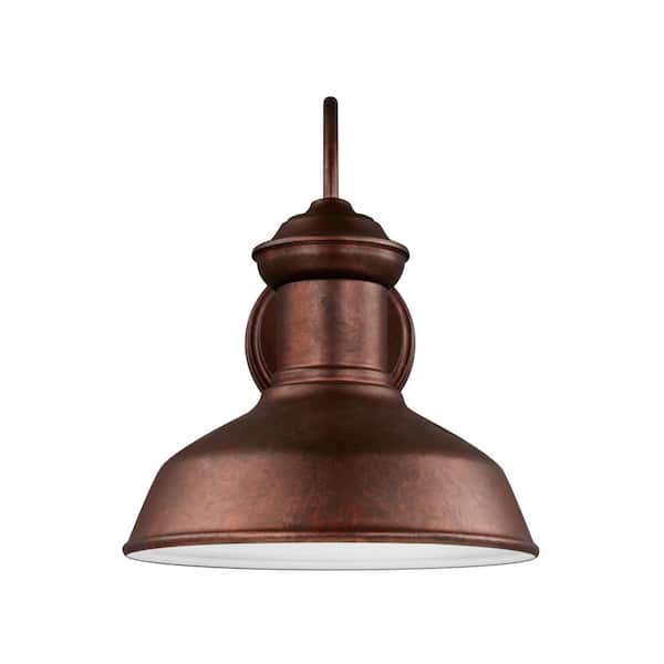 Generation Lighting Fredricksburg 1-Light Weathered Copper Outdoor 11.9375 in. Wall Lantern Sconce with LED Bulb