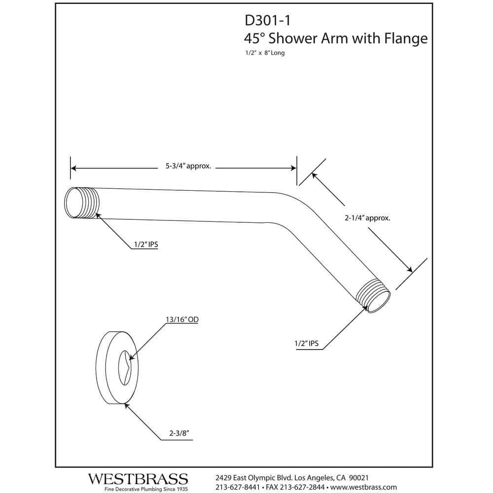 Oil Rubbed Bronze 8-Inch Wall Mount Shower Arm with Flange