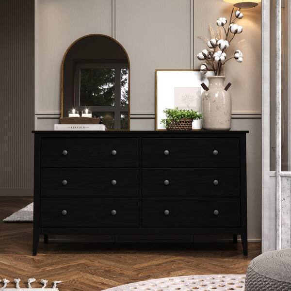 black dresser near me Likimio 59.1-in W Brown and 6 Drawers with Wide Storage Cabinet in the Dressers department at Its six spacious drawers provide massive storage 8 Drawers Dresser for Bedroom,