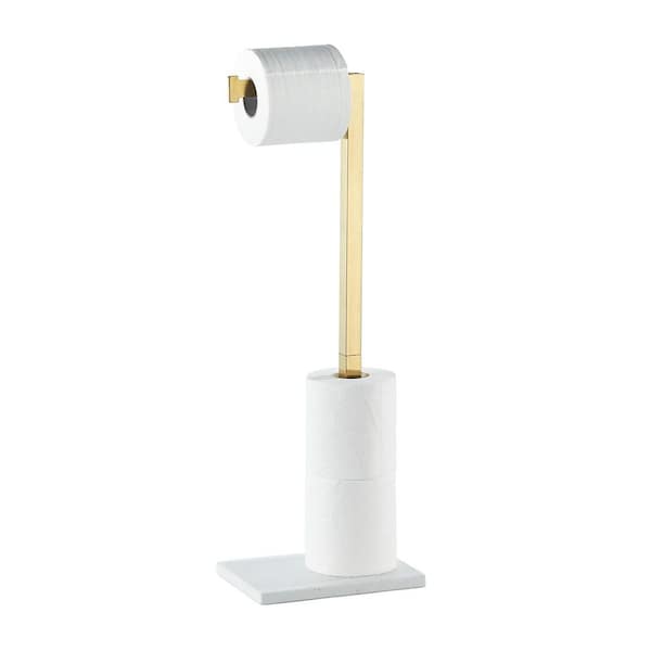 Standing Toilet Paper Holder with Storage in Gold