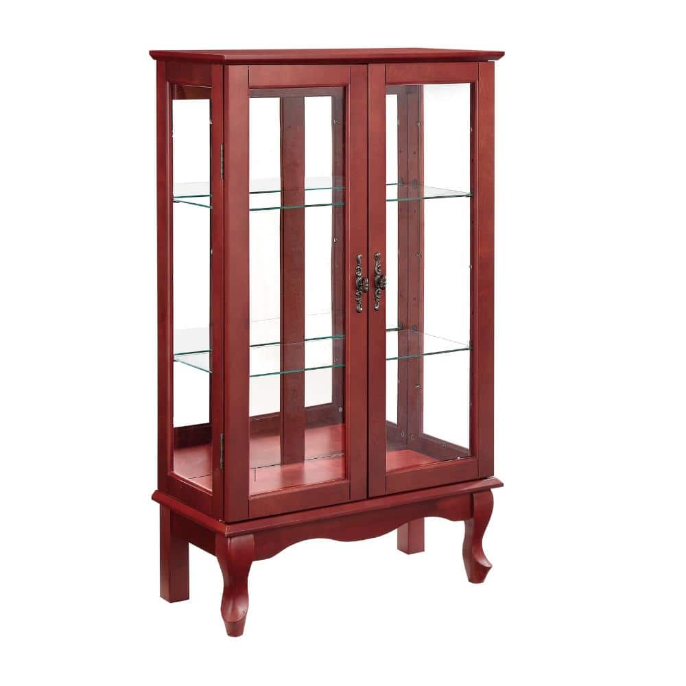 Cherry 43.39 in. Accent Cabinet Office Storage Cabinet with 3 Shelves and LED Lighting durable construction price history on PriceWatchPro