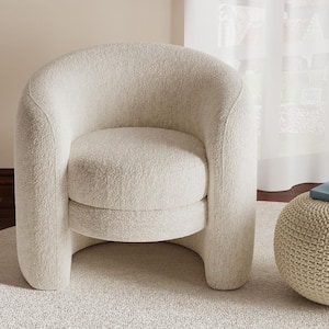 Langford Modern Upholstered Boucle C-shape Accent Chair, Ivory