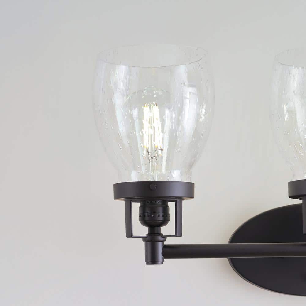 Belton Midnight Black 3-Light Vanity with Clear Seeded Glass