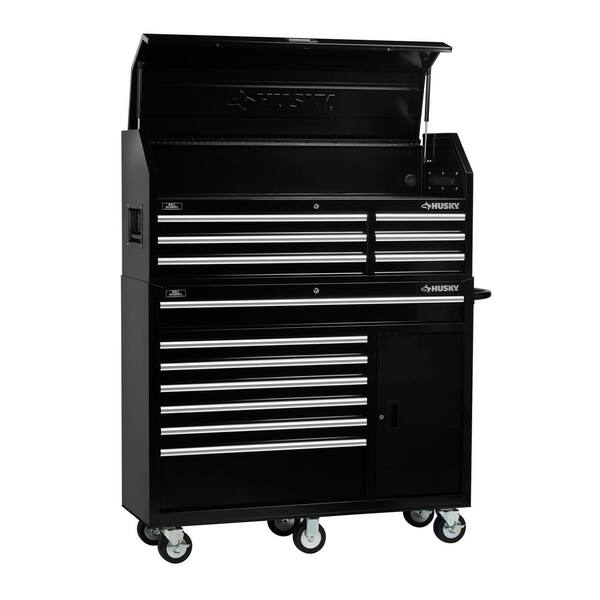 Husky 52 in. 13-Drawer Tool Chest and Cabinet Combo in Black