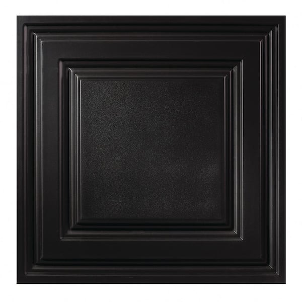 GENESIS 23.75in. X 23.75in. Icon Relief Lay In Vinyl Black Ceiling ...