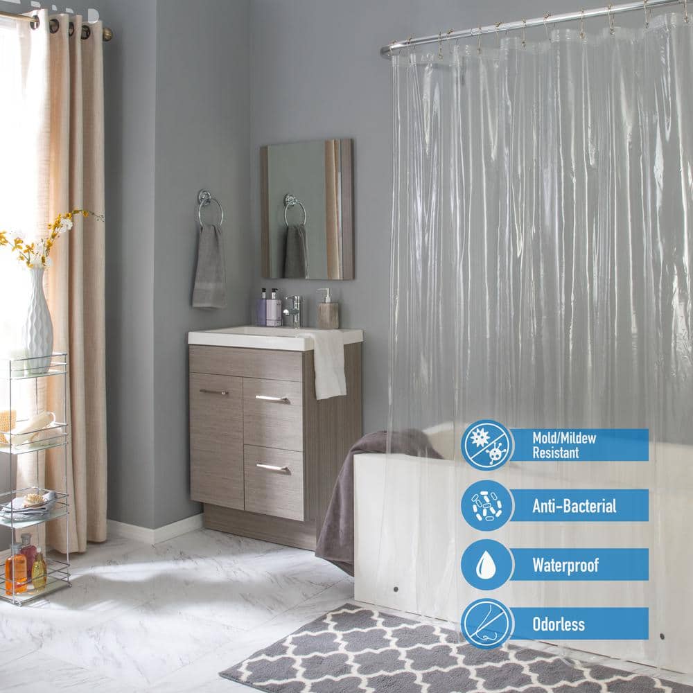 Eco-Friendly Clear PEVA Shower Curtain Liner with Rust Resistant Grommets