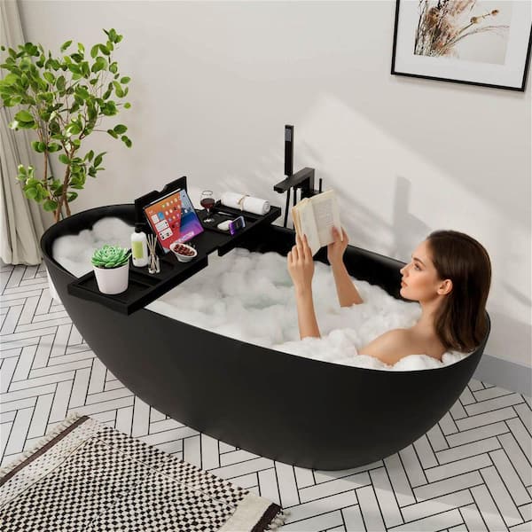 Turtletub Sサイズ 黒 MYCASS 65 in. x 29.53 in. Solid Surface Stone Freestanding Double