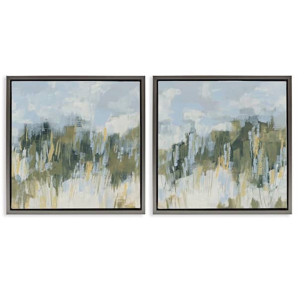 Abstract Brushed Landscape by June Erica Vess 2-Piece Gray Floater Frame Graphic Art Print Abstract 25 in. x 25 in.