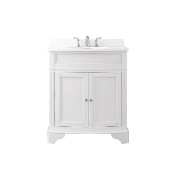 Terryn 31 in. Single Sink White Bath Vanity with White Cultured Marble Top (Assembled)