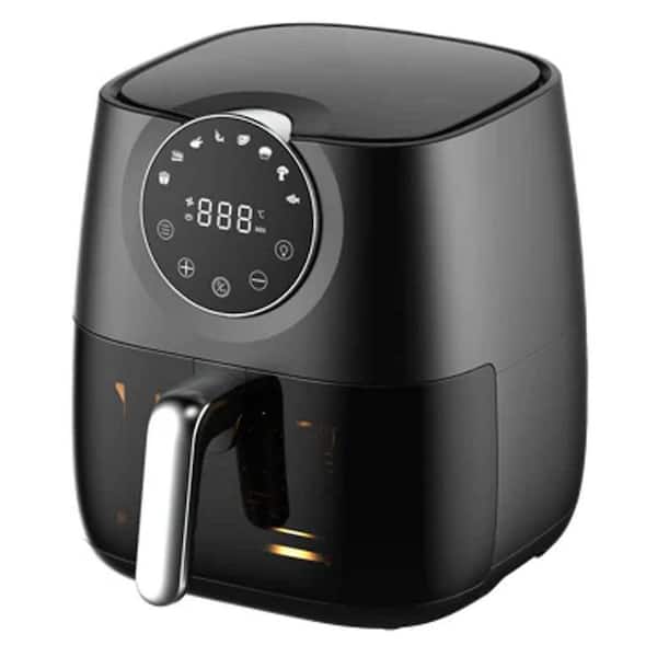6 Qt. Black Air Fryer with Window, 8-Cooking Functions, Nonstick Basket, Dishwasher Safe, Online Recipes
