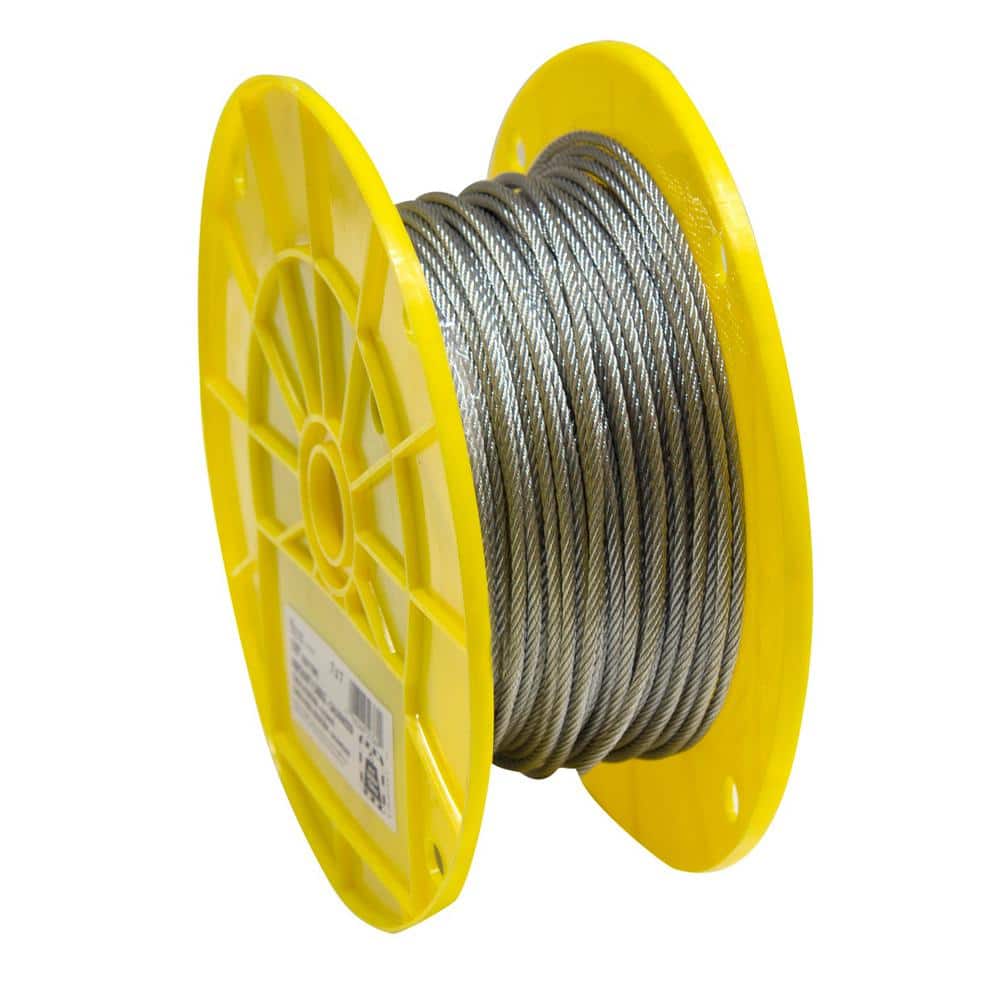 KingChain 1/8 in. x 250 ft. Galvanized Aircraft Cable, 7x7 Construction - 340 lbs Safe Work Load - Reeled, Metallics -  503692