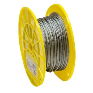 1/8 in. x 250 ft. Galvanized Aircraft Cable, 7x7 Construction - 340 lbs Safe Work Load - Reeled