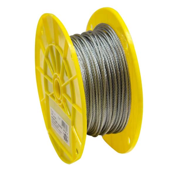 7X7 Galvanized Aircraft Cable Wire Rope PVC Coated 1/8''x3/16' 250' Reel 