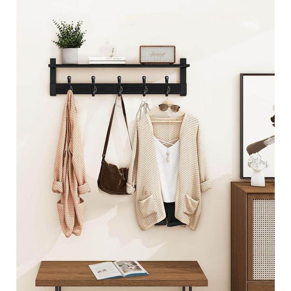 Oak/White Wall Coat Rack with Hidden Hooks TG-D6-03269 - The Home